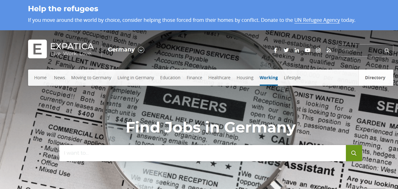 الجريدة الإلكترونية Expatica لإيجاد فرص عمل في ألمانيا
